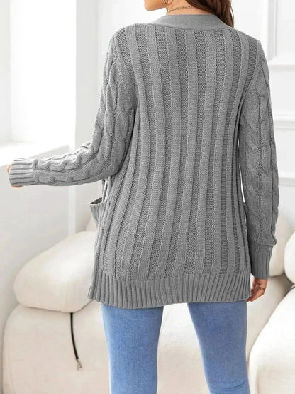 Button Down Cable-Knit Cardigan - Bad Moms Club