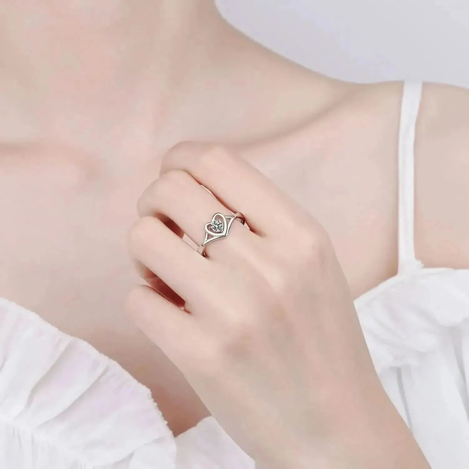Moissanite Heart 925 Sterling Silver Ring - Bad Moms Club