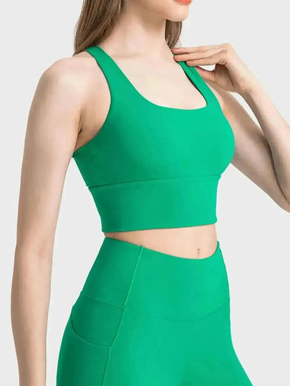 Scoop Neck Crisscross Straps Sports Bra - Bad Moms Club
