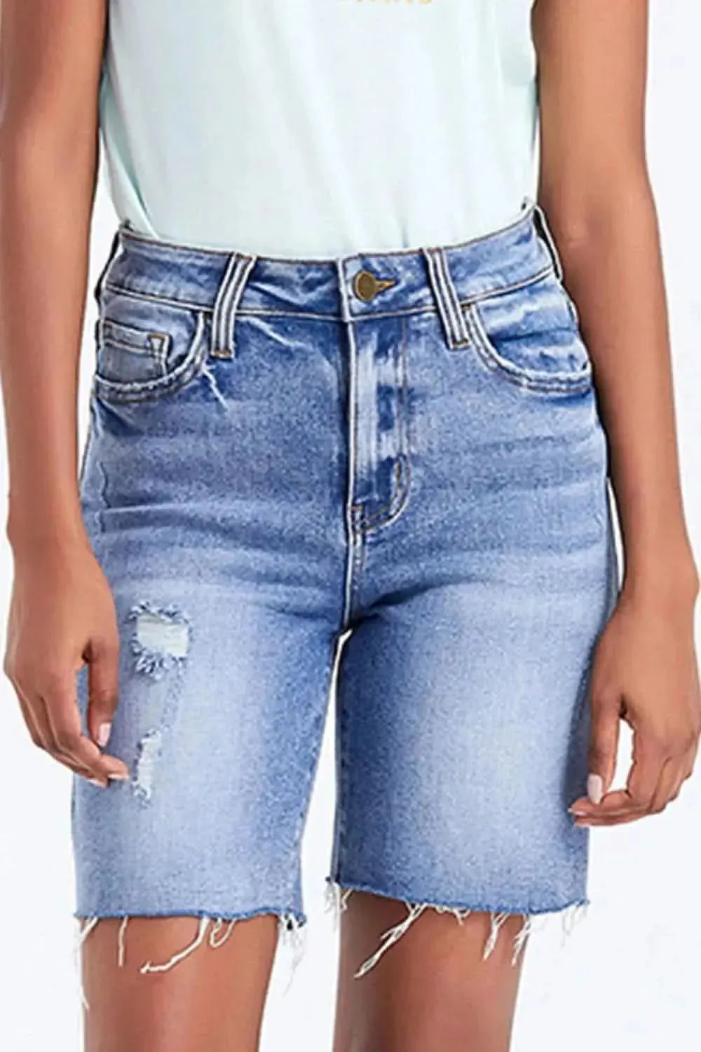 BAYEAS High Rise Denim Shorts - Bad Moms Club