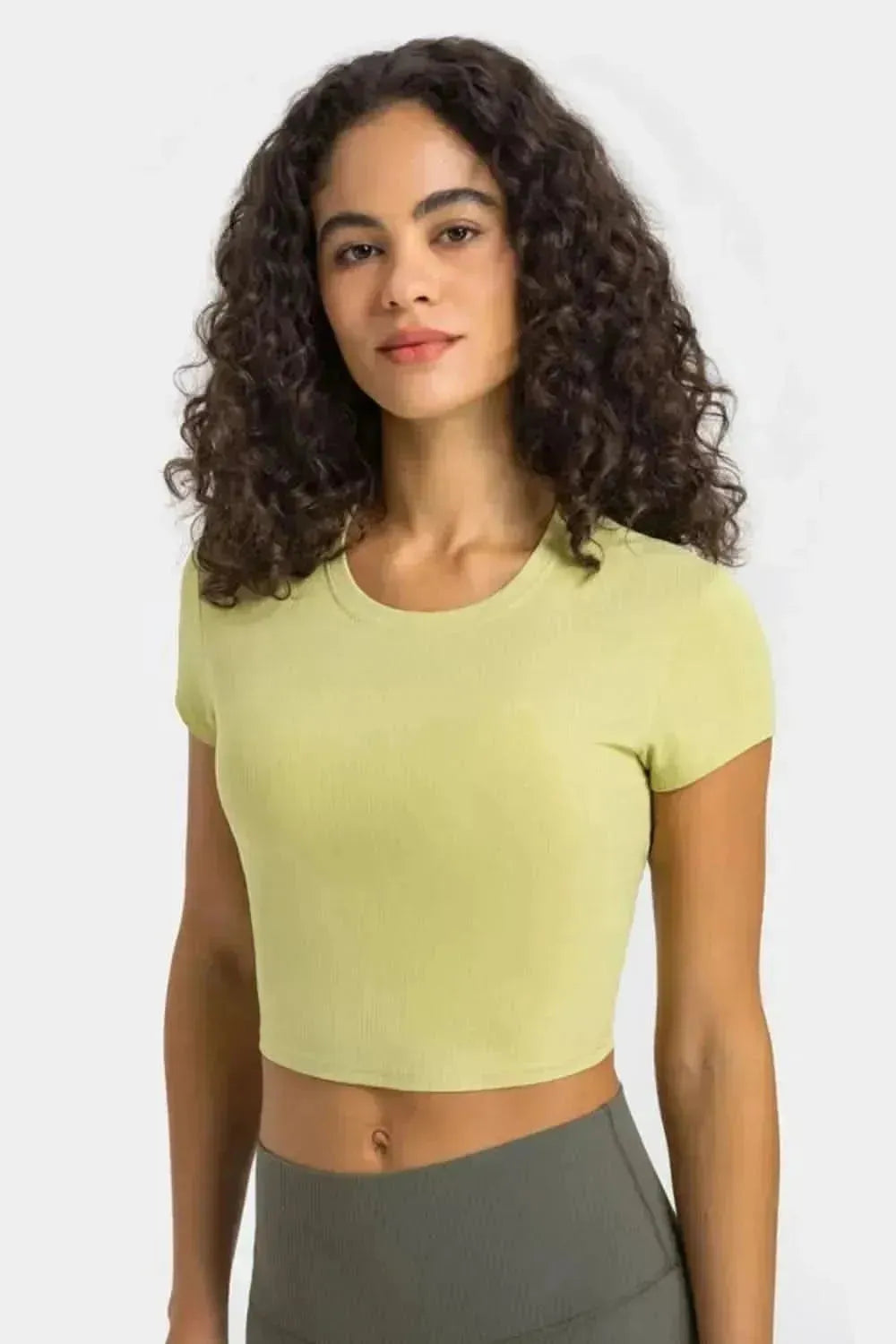 Round Neck Short Sleeve Cropped Sports T-Shirt - Bad Moms Club