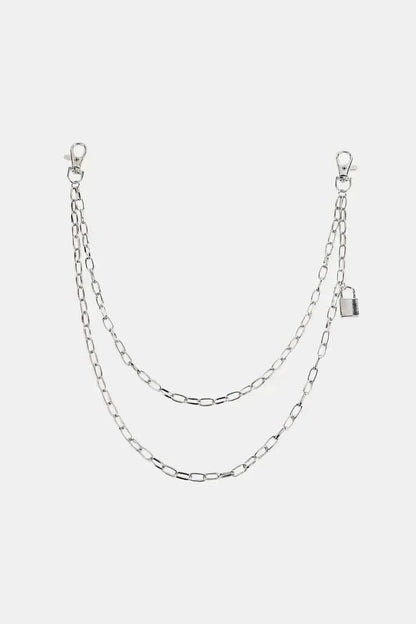 Double Layered Iron Chain Belt with Lock Charm - Bad Moms Club