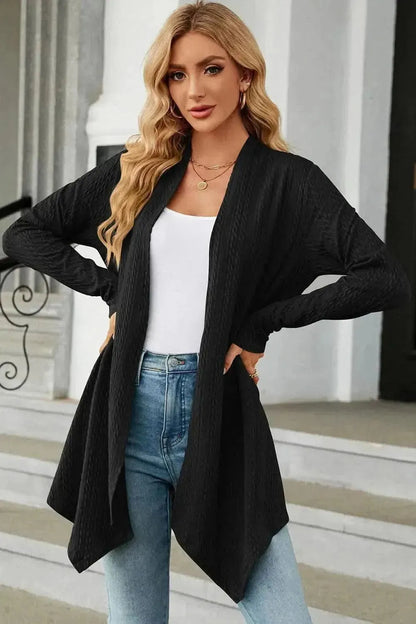 Open Front Long Sleeve Cardigan - Bad Moms Club
