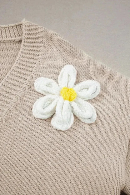 Flower Dropped Shoulder Long Sleeve Cardigan - Bad Moms Club