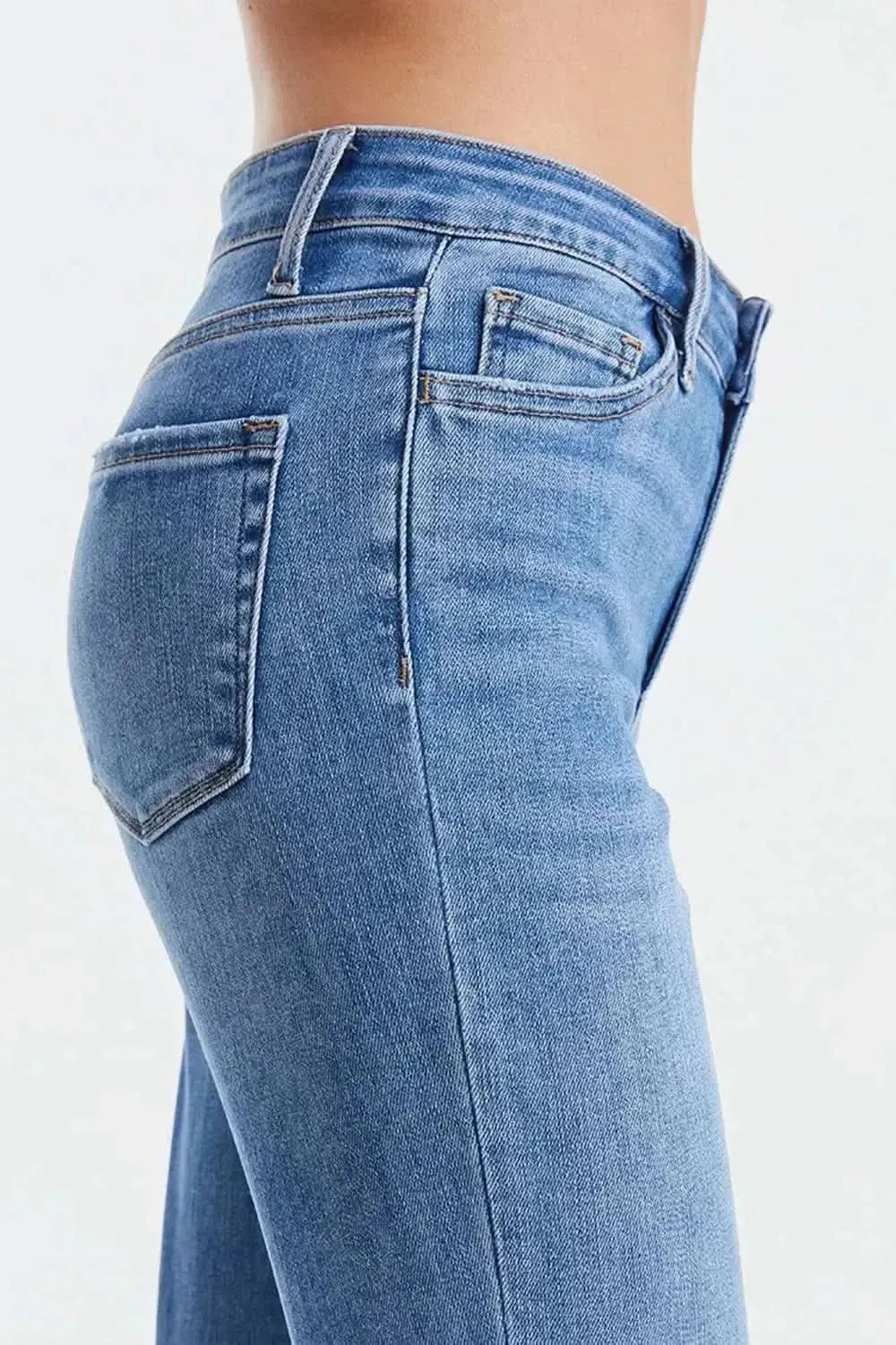 BAYEAS Full Size High Waist Raw Hem Straight Jeans - Bad Moms Club