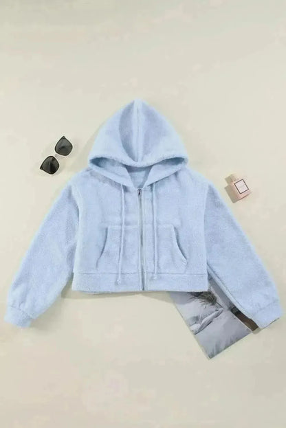 Drawstring Zip Up Long Sleeve Hoodie - Bad Moms Club