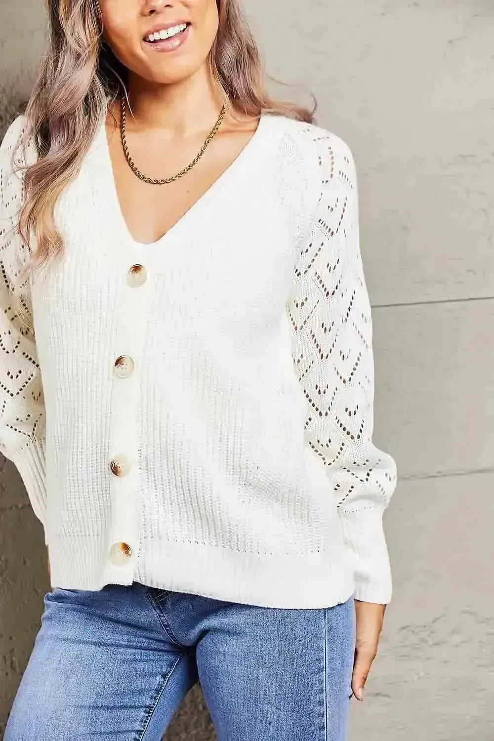 Rib-Knit Plunge Raglan Sleeve Cardigan - Bad Moms Club