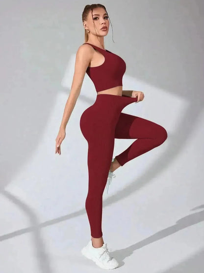 Scoop Neck Wide Strap Top and Pants Active Set - Bad Moms Club