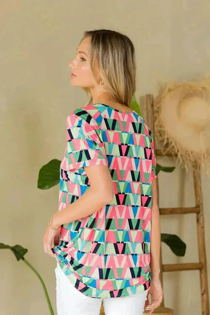Sew In Love Full Size Geometric Round Neck Top - Bad Moms Club