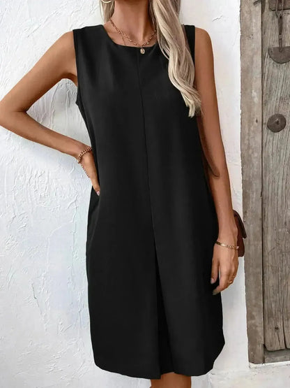Ivy Lane Pocketed Round Neck Sleeveless Mini Dress - Bad Moms Club