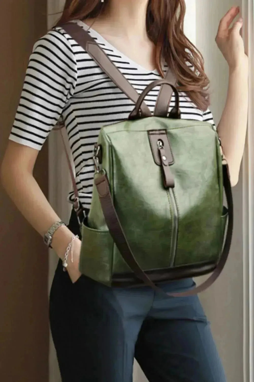 PU Leather Large Backpack Bag - Bad Moms Club