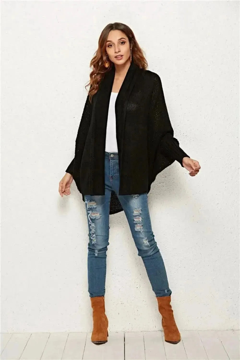 Open Front Batwing Sleeve Cardigan - Bad Moms Club