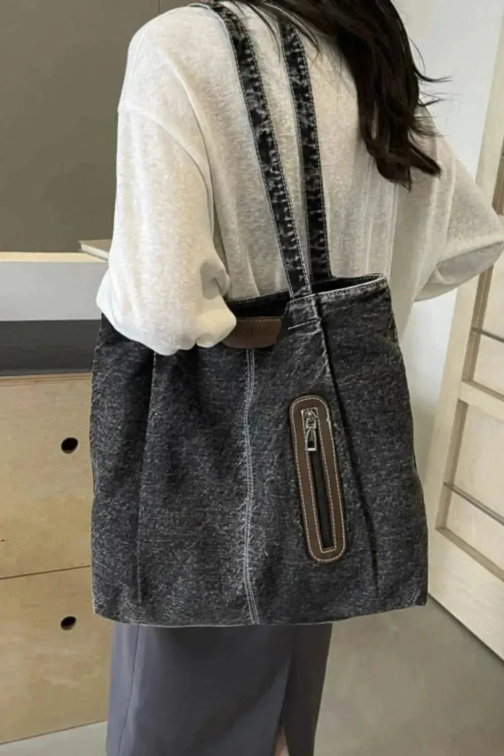 Medium Denim Tote Bag - Bad Moms Club