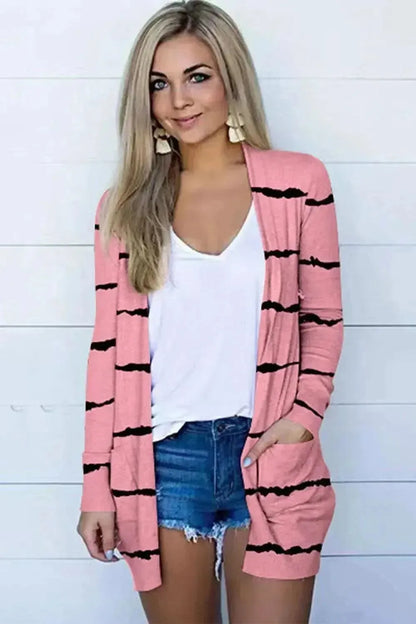 Printed Long Sleeve Cardigan - Bad Moms Club