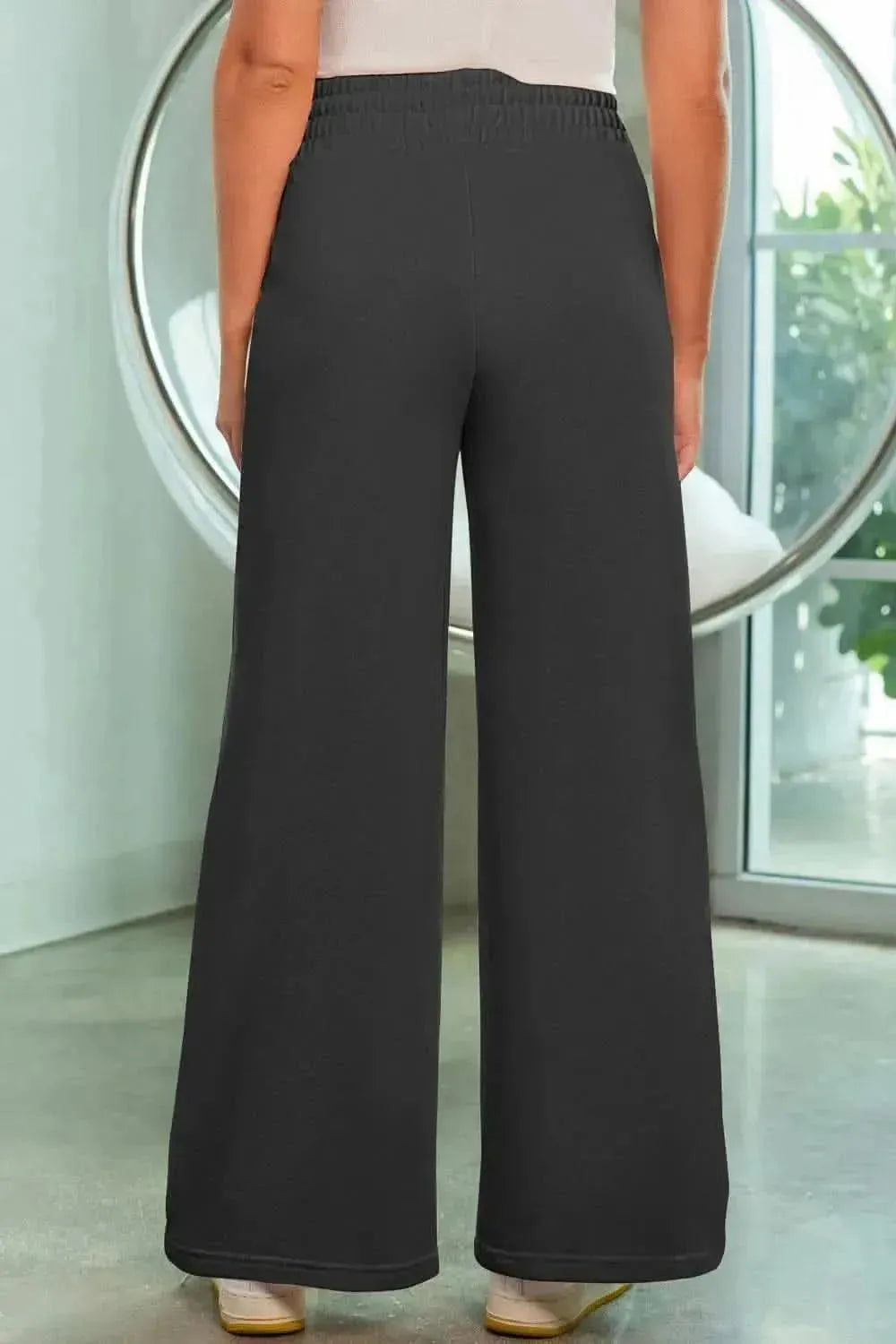 Drawstring Wide Leg Pants with Pockets - Bad Moms Club