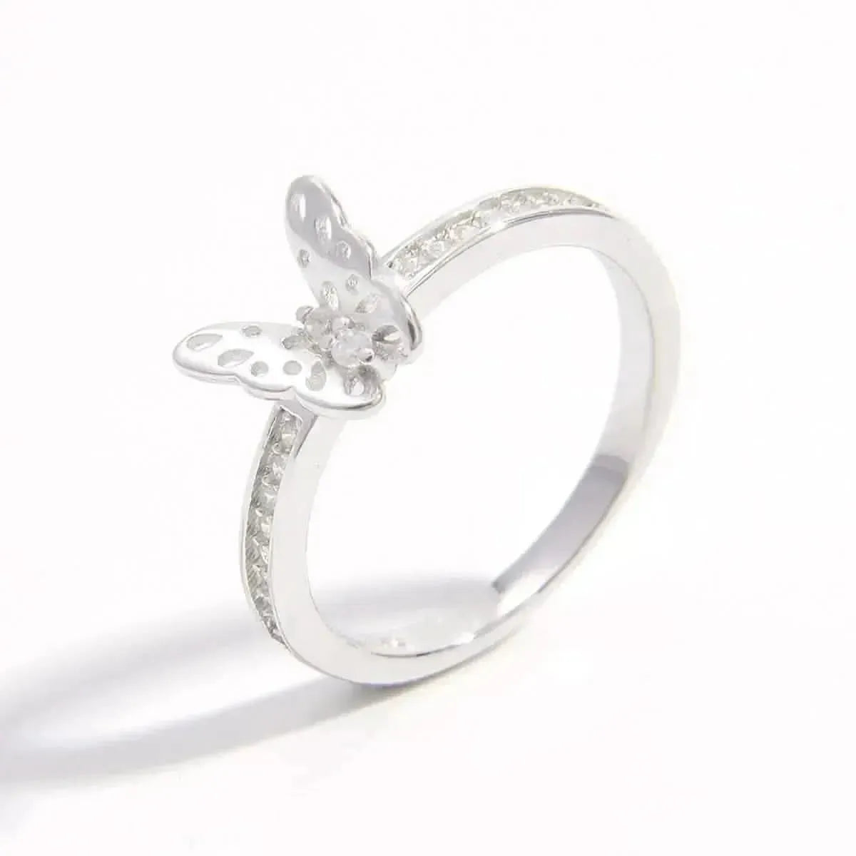 925 Sterling Silver Inlaid Zircon Butterfly Ring - Bad Moms Club
