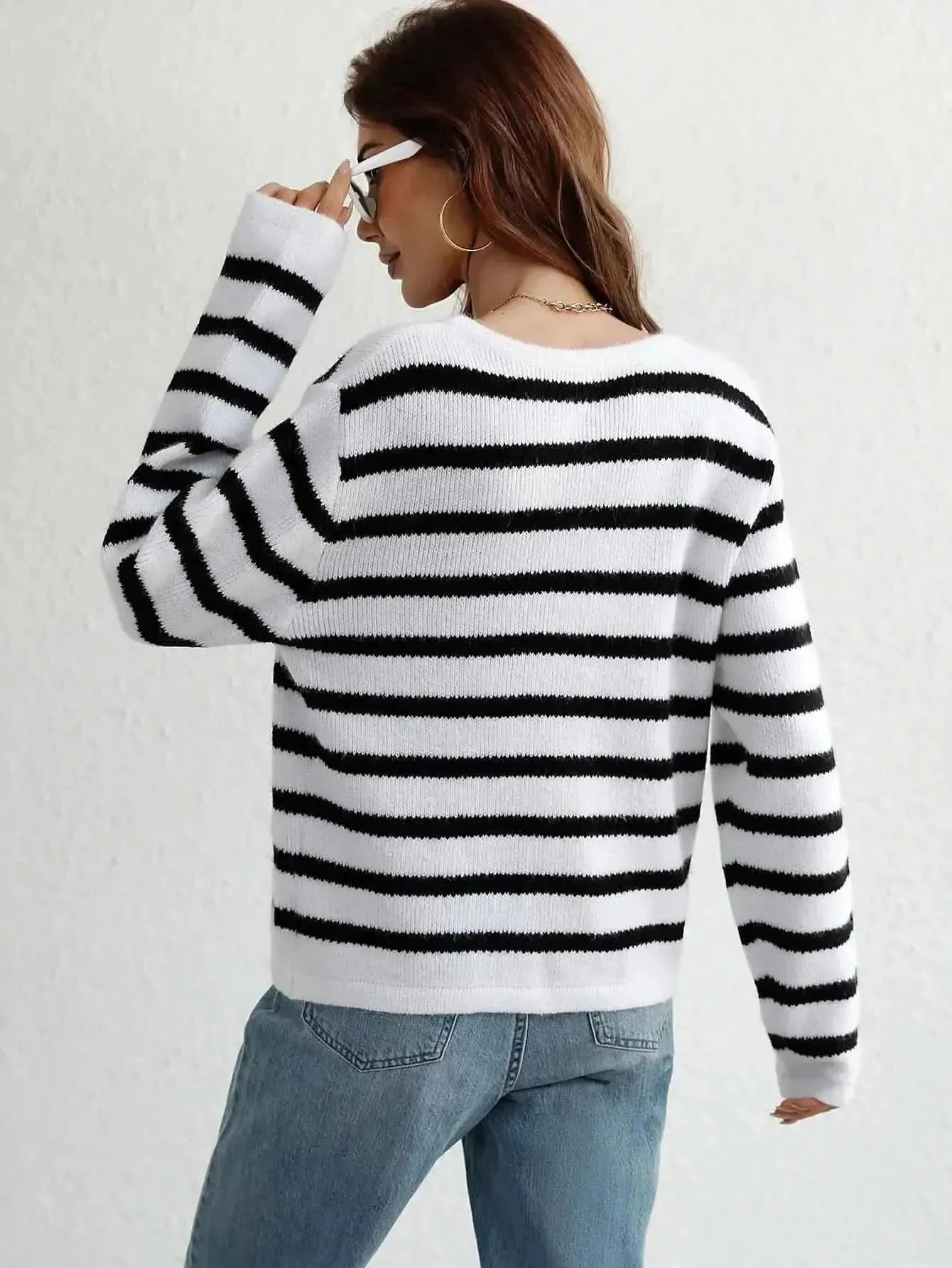 Woven Right Striped Button Front Cardigan - Bad Moms Club