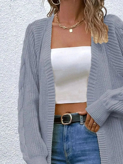 Open Front Cable-Knit Longline Cardigan - Bad Moms Club