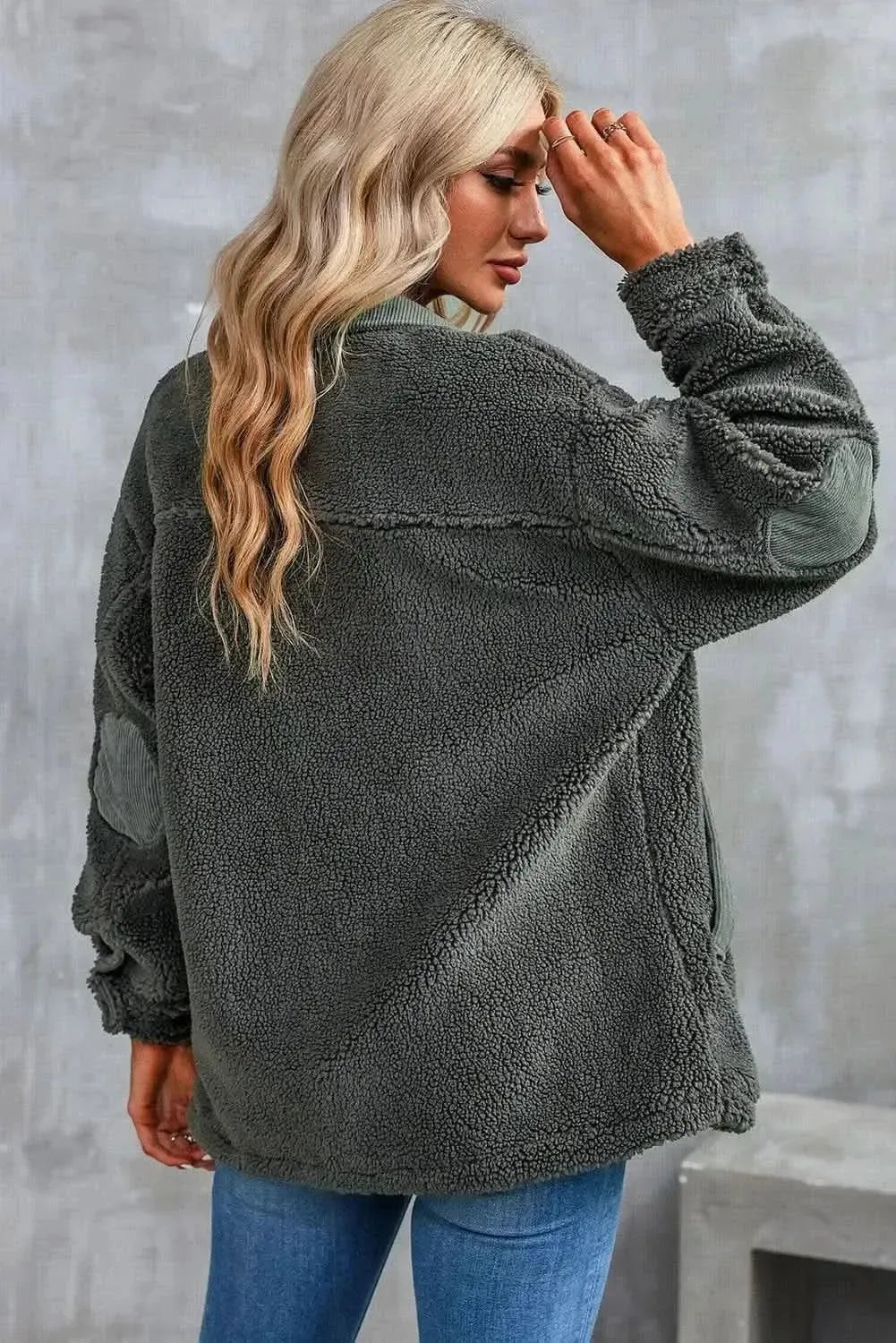 Collared Neck Drop Shoulder Jacket - Bad Moms Club