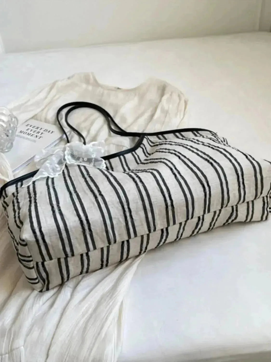 Striped Canvas Tote Bag - Bad Moms Club
