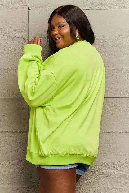 Simply Love Full Size Graphic Drop Shoulder Sweatshirt - Bad Moms Club