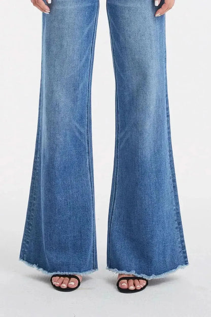 BAYEAS Full Size High Waist Button-Fly Raw Hem Wide Leg Jeans - Bad Moms Club