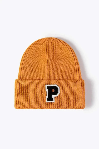 Letter Patch Cuffed Knit Beanie - Bad Moms Club