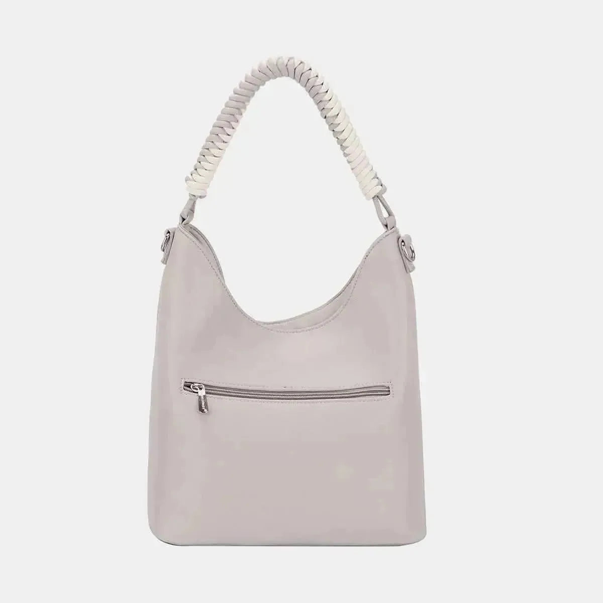 David Jones Woven Handle PU Leather Handbag - Bad Moms Club