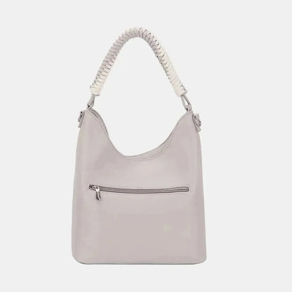 David Jones Woven Handle PU Leather Handbag - Bad Moms Club