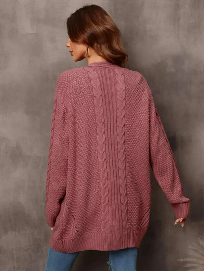 Warm Fall Mixed Knit Open Front Longline Cardigan - Bad Moms Club