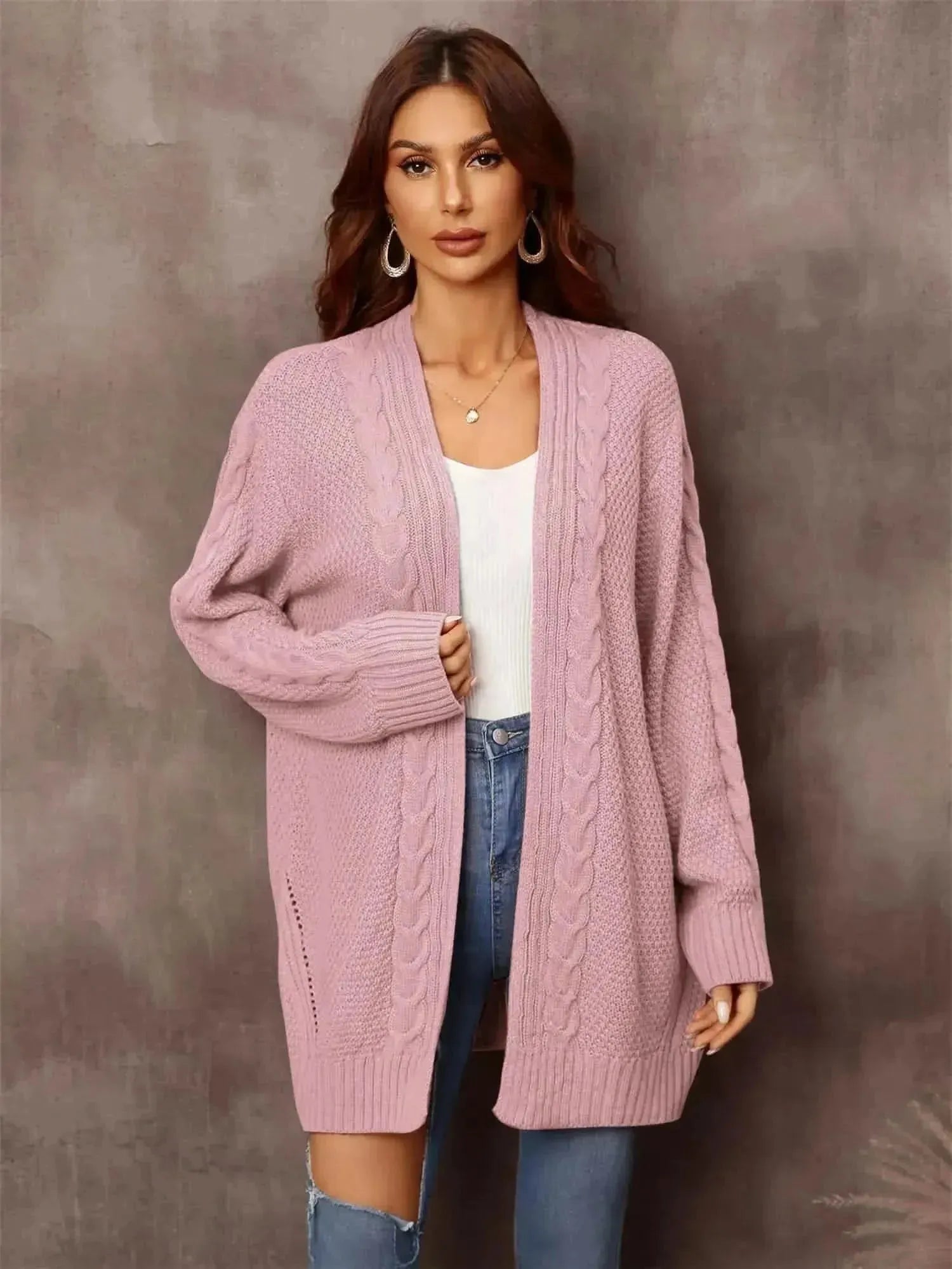 Warm Fall Mixed Knit Open Front Longline Cardigan - Bad Moms Club