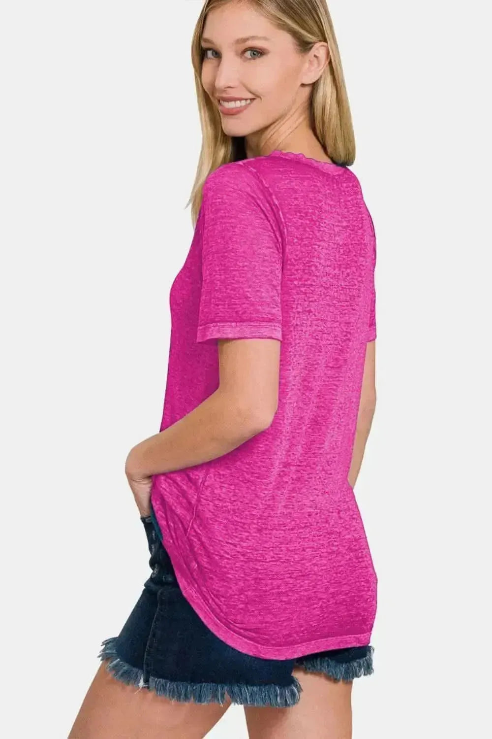 Zenana V-Neck Short Sleeve T-Shirt - Bad Moms Club