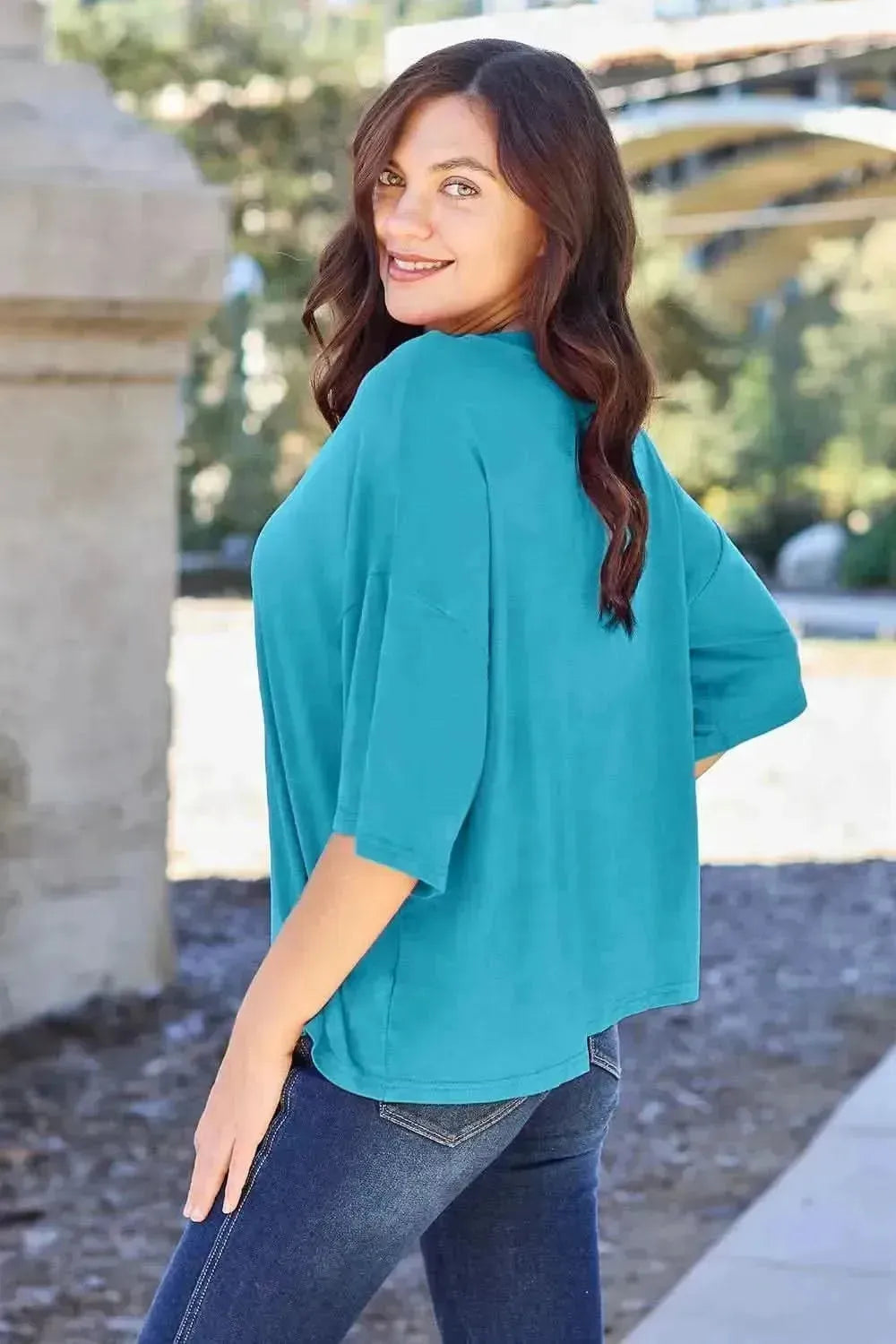 Basic Bae Full Size Round Neck Drop Shoulder T-Shirt - Bad Moms Club