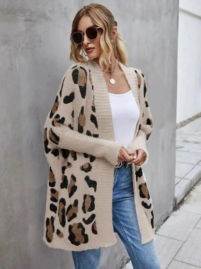 Leopard Pattern Fuzzy Cardigan - Bad Moms Club