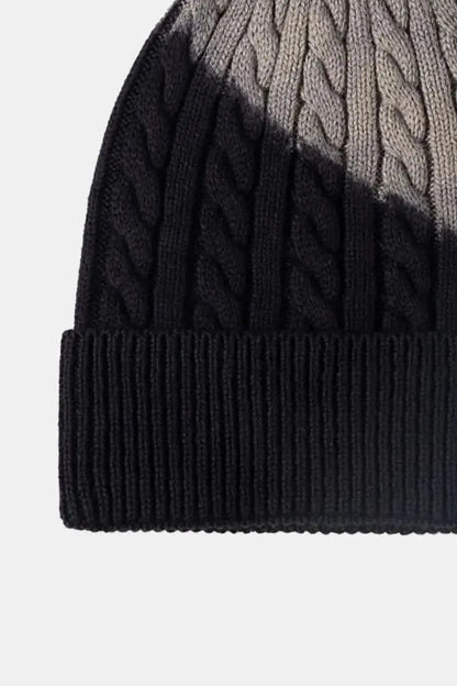 Contrast Tie-Dye Cable-Knit Cuffed Beanie - Bad Moms Club