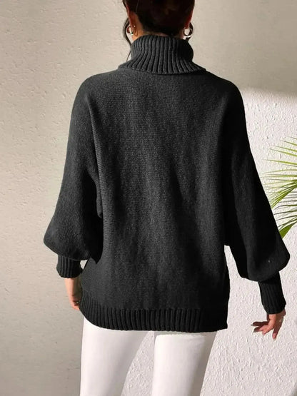 Heart Turtleneck Long Sleeve Sweater - Bad Moms Club