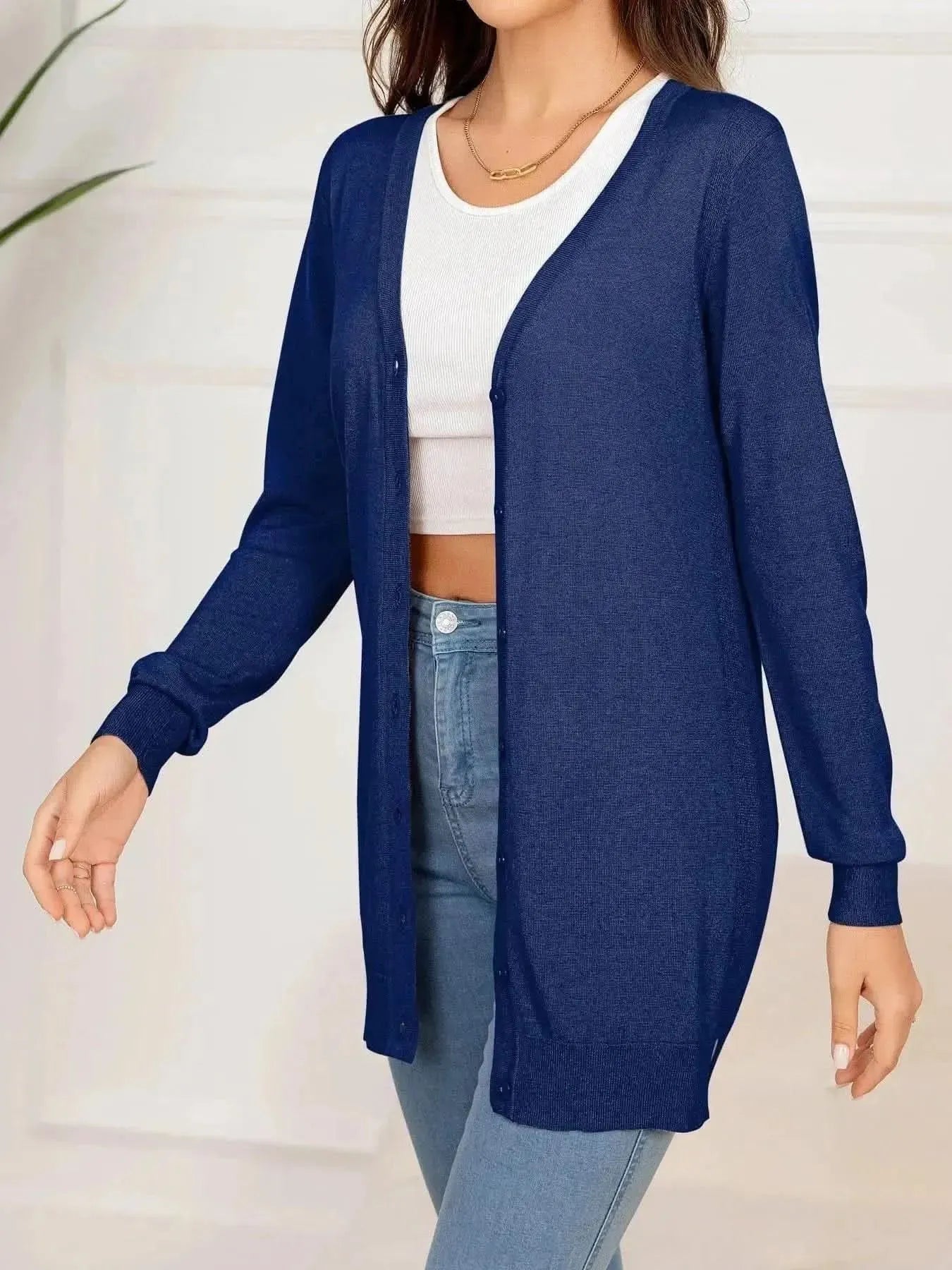 Button Down Slit Longline Cardigan - Bad Moms Club