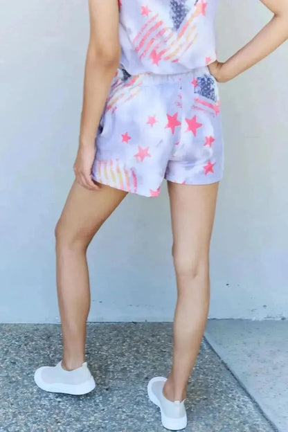 ODDI Full Size Tie-Dye Star Printed Loungewear Set - Bad Moms Club