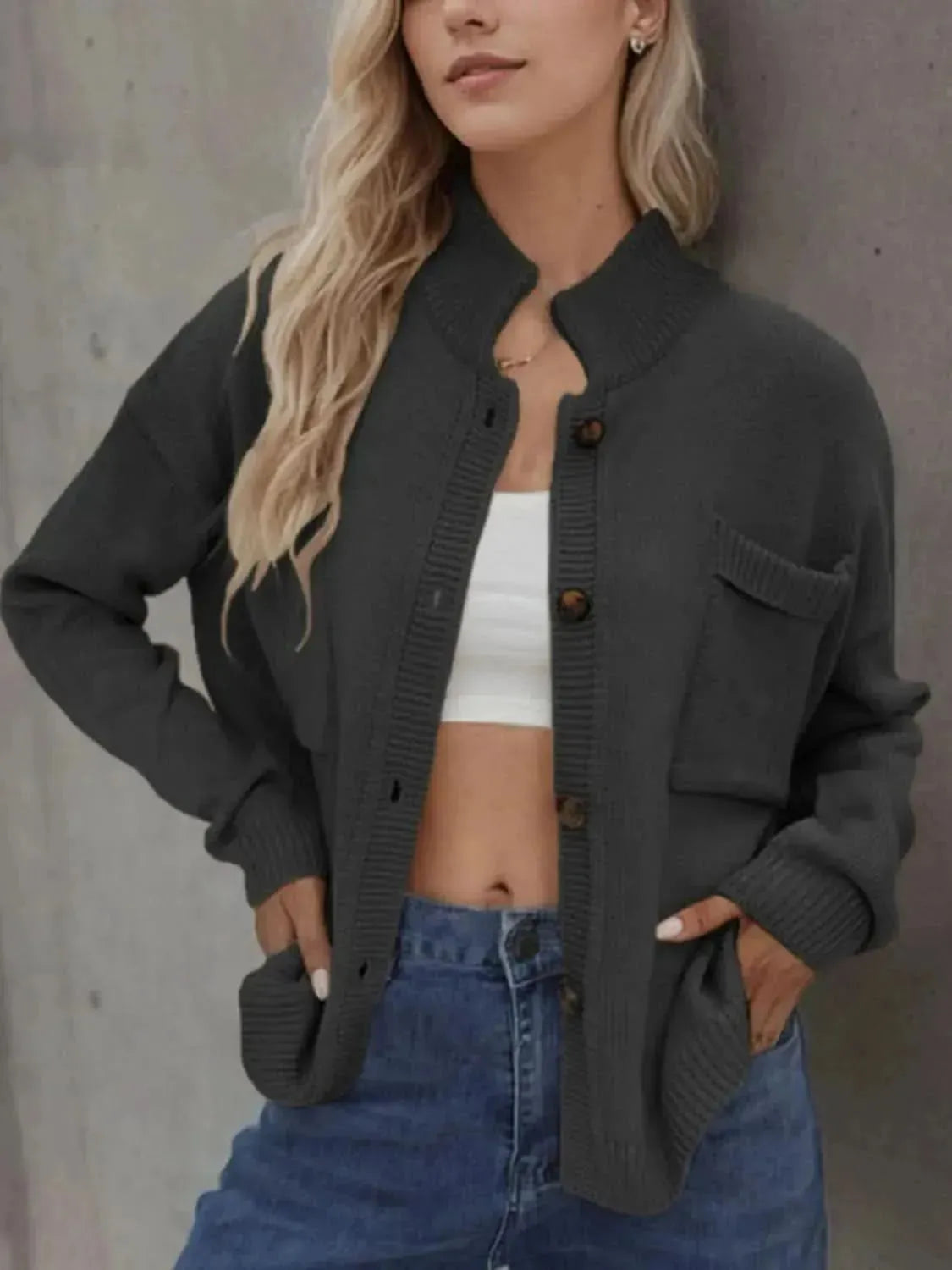 Button Up Long Sleeve Cardigan - Bad Moms Club