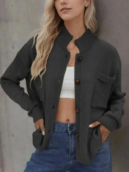 Button Up Long Sleeve Cardigan - Bad Moms Club
