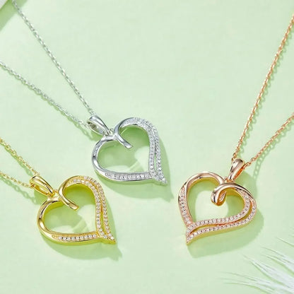 Moissanite 925 Sterling Silver Heart Shape Necklace - Bad Moms Club