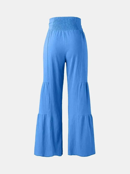 Tied Ruched Wide Leg Pants - Bad Moms Club