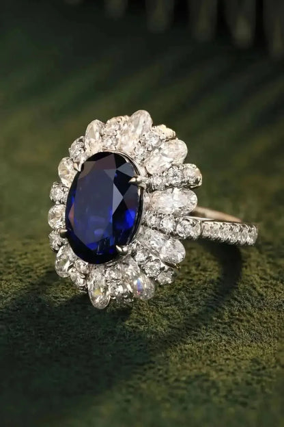 5 Carat Lab-Grown Sapphire Flower Shape Ring - Bad Moms Club