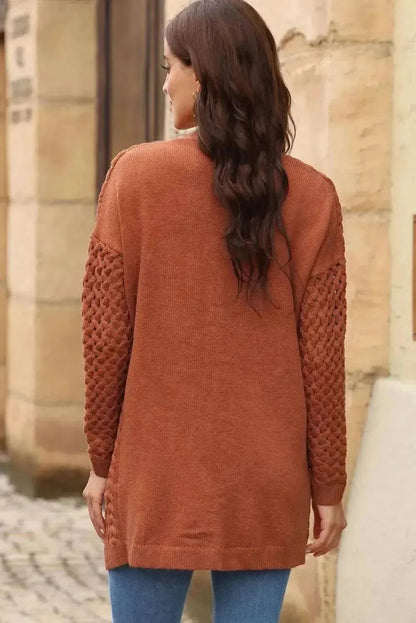 Open Front Dropped Shoulder Cardigan with Pockets - Bad Moms Club