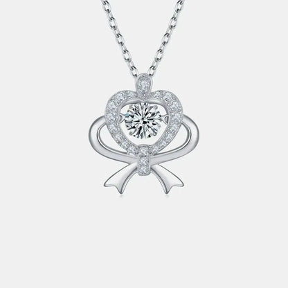 Moissanite 925 Sterling Silver Bow & Heart Necklace - Bad Moms Club