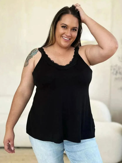 Basic Bae Full Size Lace Detail V-Neck Cutout Cami - Bad Moms Club