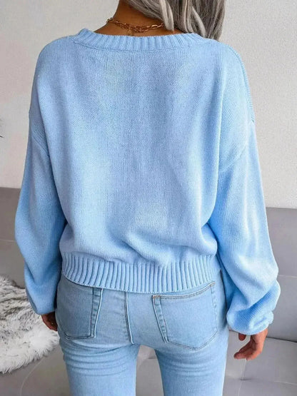 Cloud Print Button Down Ribbed Trim Cardigan - Bad Moms Club