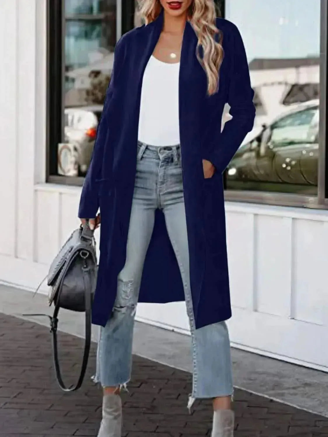 Open Front Dropped Shoulder Outerwear - Bad Moms Club