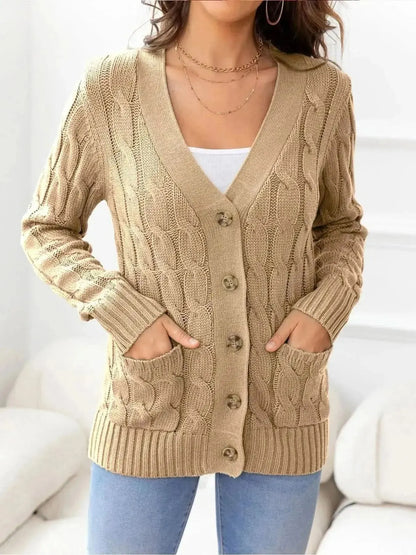 Button Down Cable-Knit Cardigan - Bad Moms Club