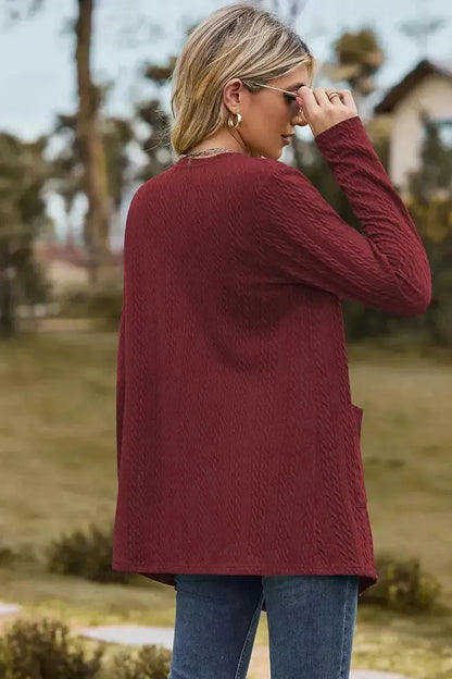 Open Front Long Sleeve Cardigan - Bad Moms Club